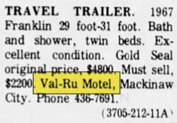 Val-Ru Motel (Andersons Inn) - Jul 1972 Ad